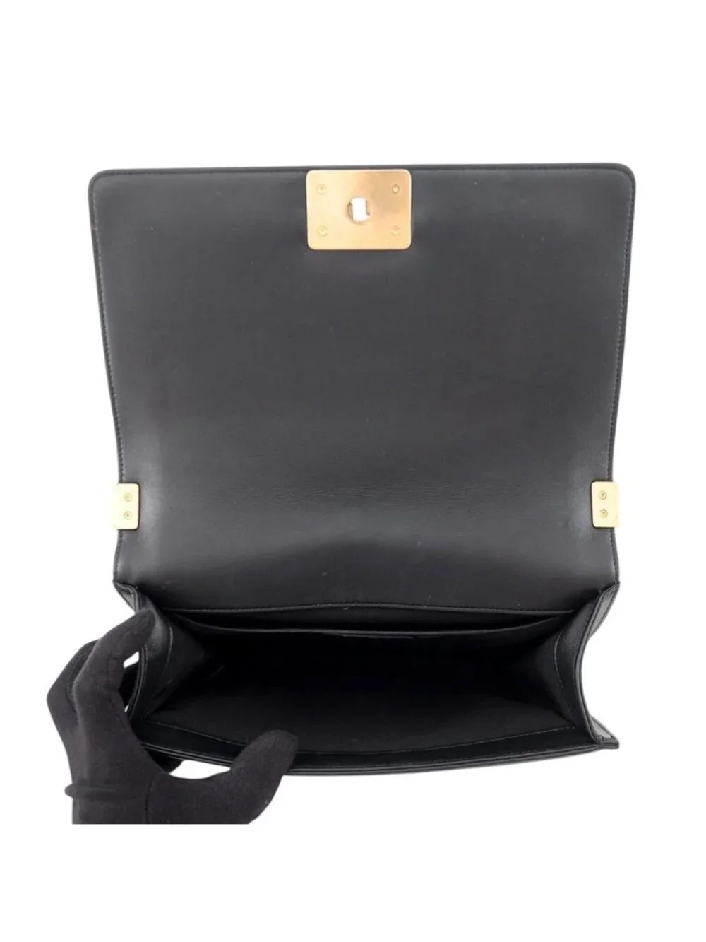 Chanel Chain Shoulder Bag CC Logo Boy Lambskin Black